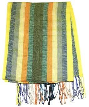 Fair Trade Hand Made Nepal Pashmina Scarf Shawl Striped Yellow Orange