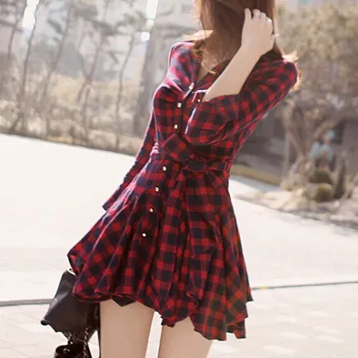 Fashionable Grid Dress AD0158