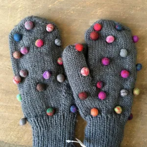 Felted Sugar Dot Mittens - Grey