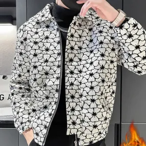 Floral Print Zippered Men's Jacket