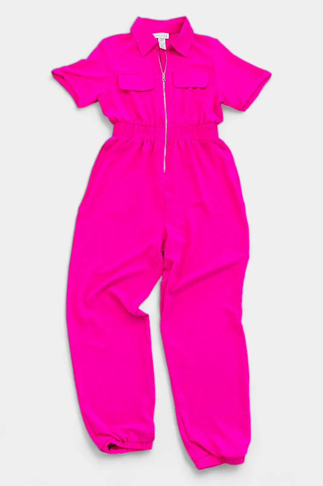 Fuchsia Front Zipper Jumpsuit