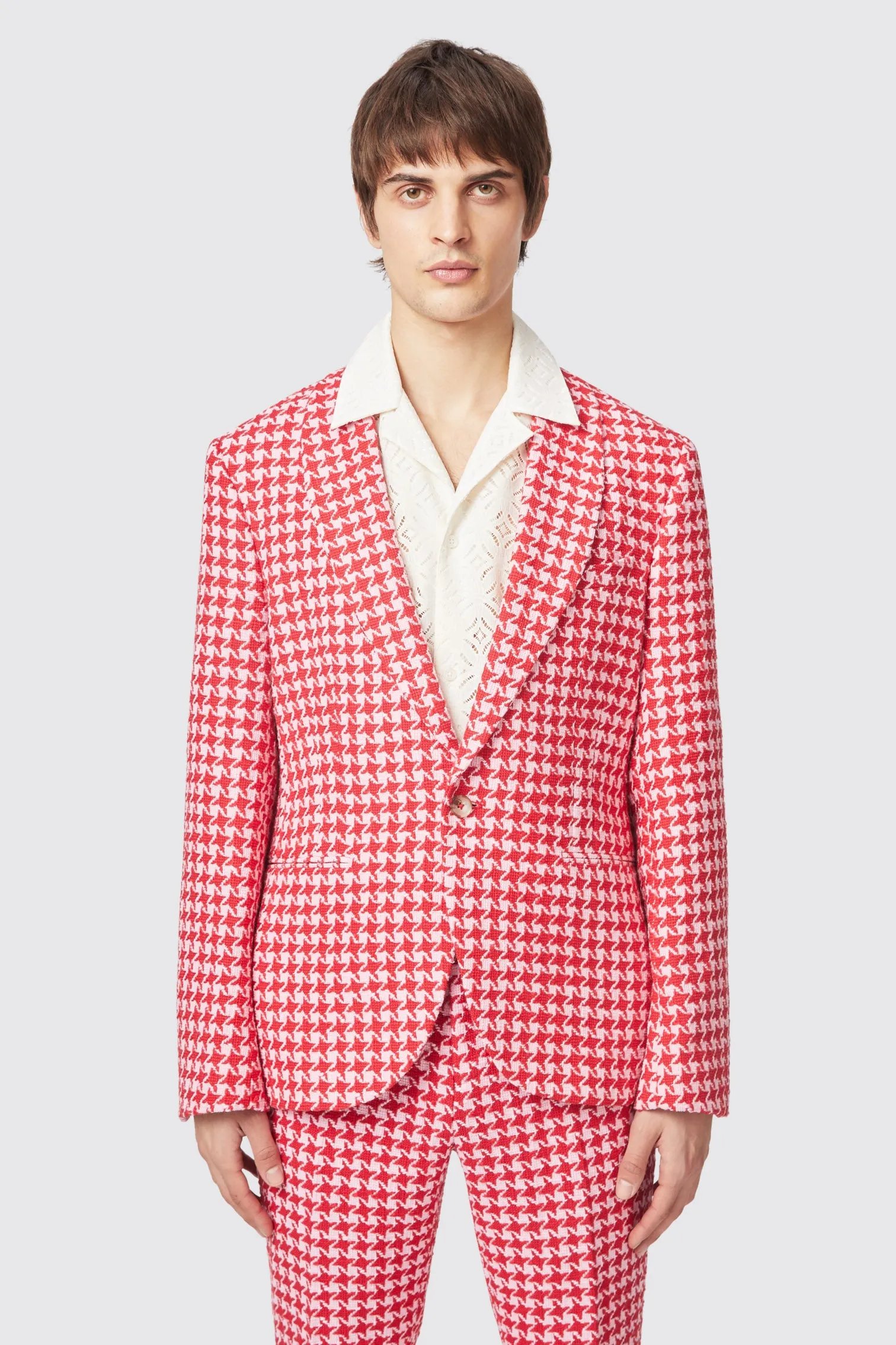 Gittings Slim Fit Red Boucle Cotton Jacket