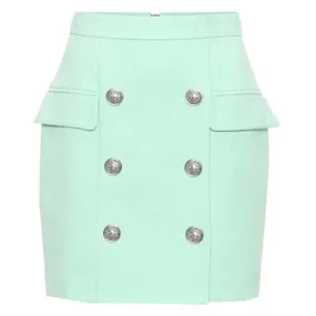 HIGH STREET 2024 Newest Designer Skirt Women's Lion Buttons Double Breasted Mini Skirt