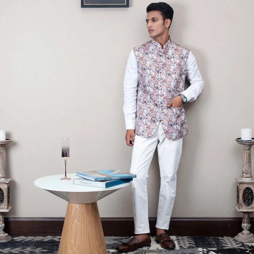 Itarsi Abstract Print Nehru Jacket