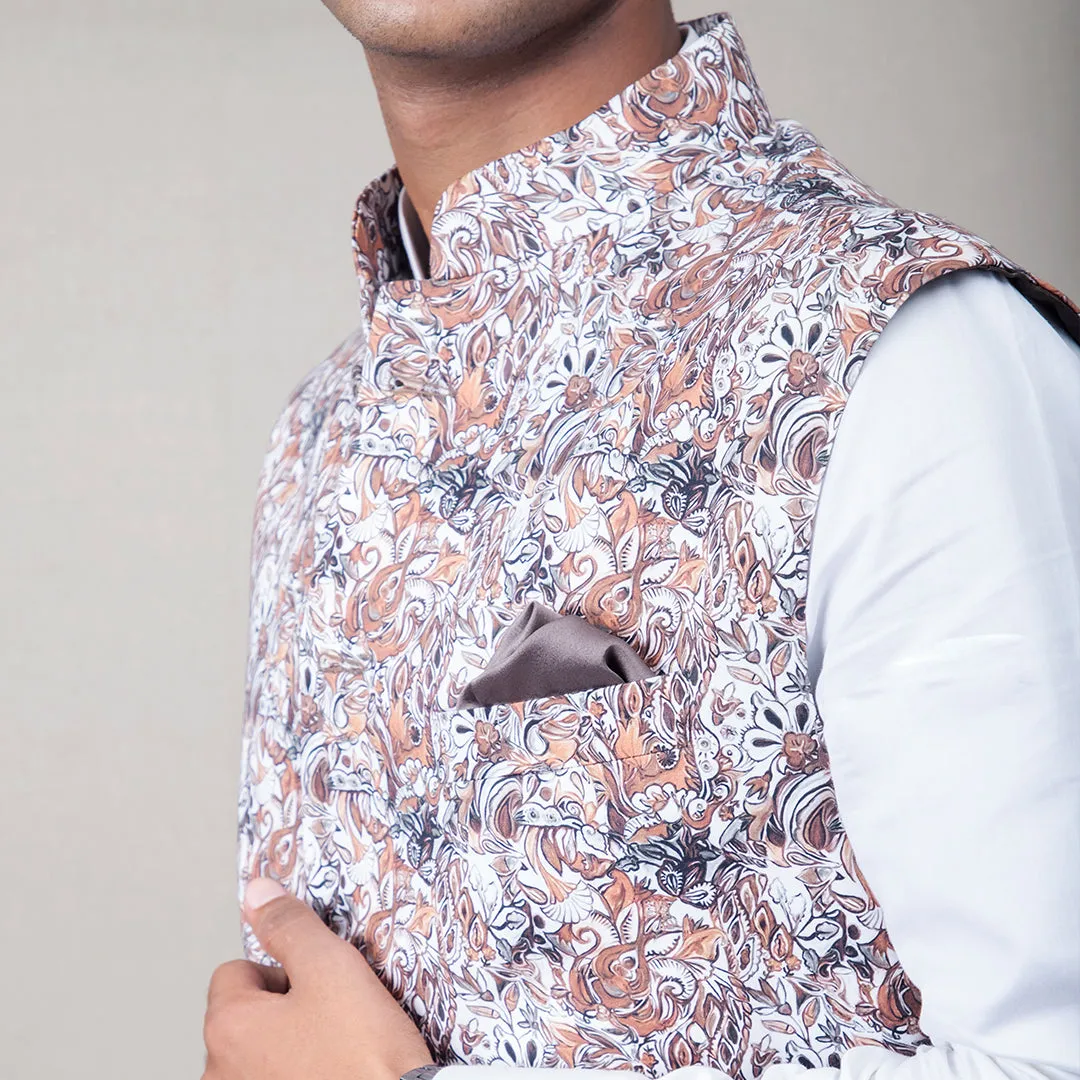 Itarsi Abstract Print Nehru Jacket