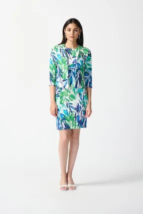 Joseph Ribkoff Vanilla/Multi Tropical Print 2-Piece Sheath Dress 242187