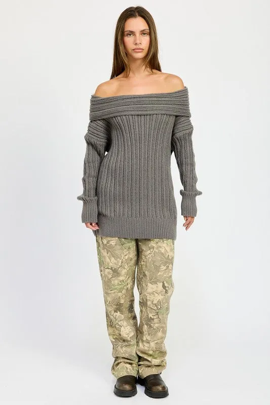 KATE ROSE OVERSIZED OFF SHOULDER SWEATER