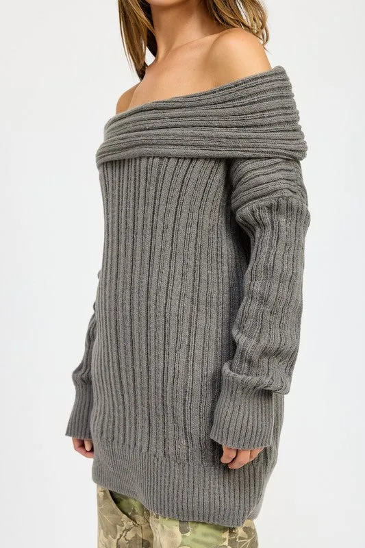 KATE ROSE OVERSIZED OFF SHOULDER SWEATER