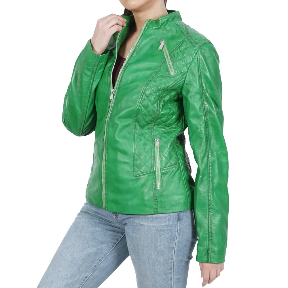 Kosovo Biker Green Leather Jacket