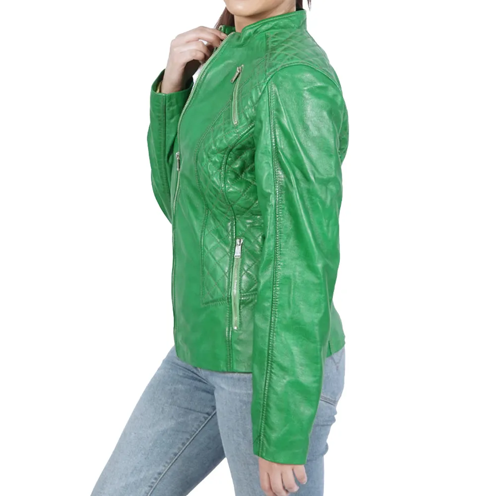 Kosovo Biker Green Leather Jacket