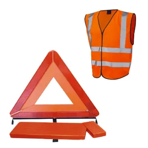 Large Reflective Warning Triangle Sign & Orange Safety Vest