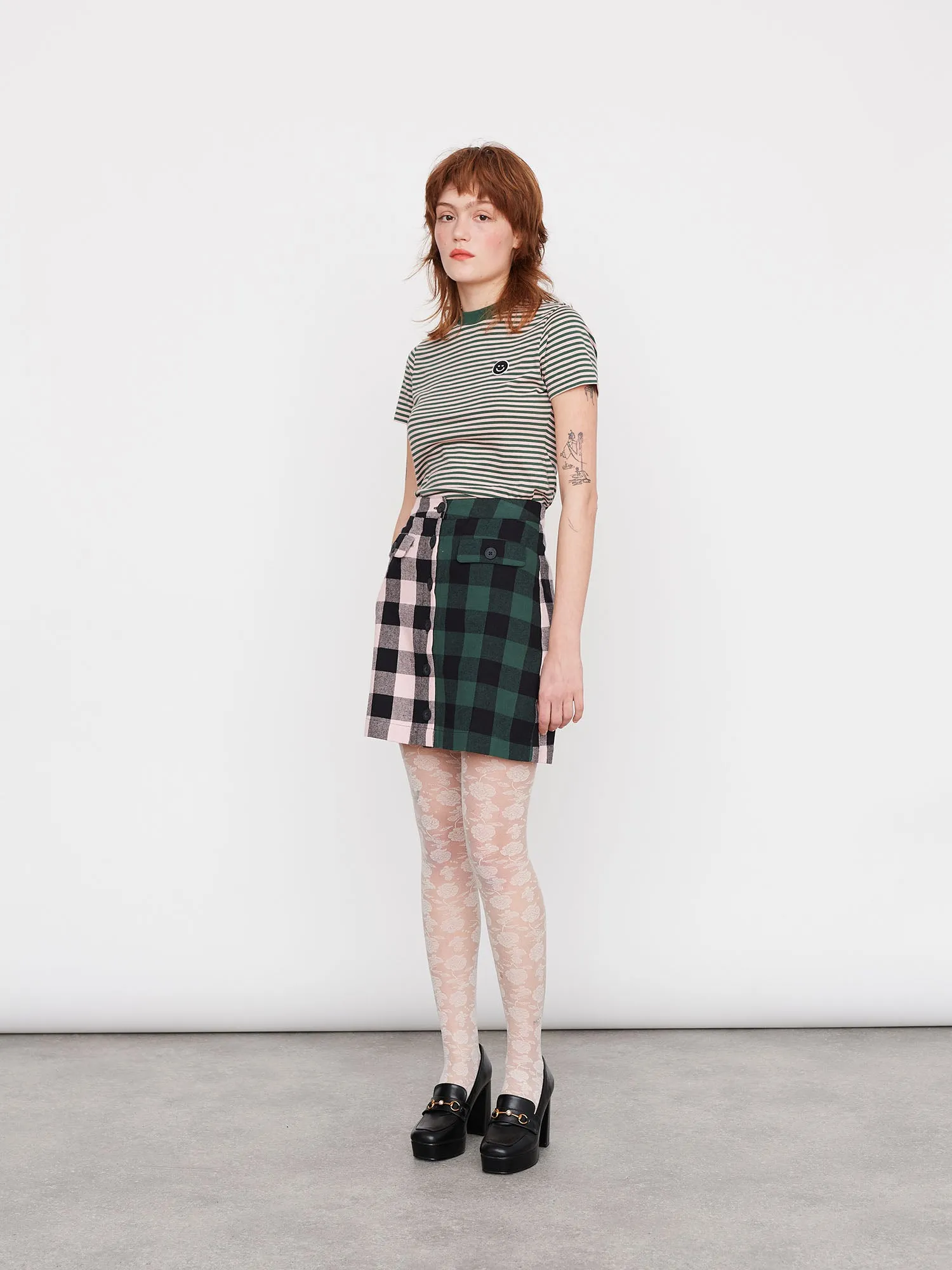 Lazy Oaf Curator Check Midi Skirt