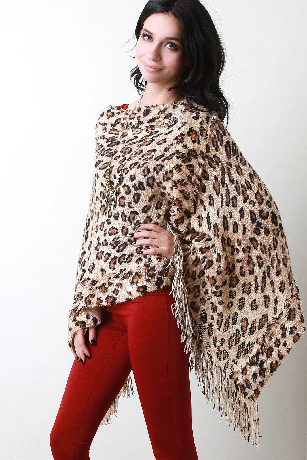 Leopard Spot Fringe Poncho