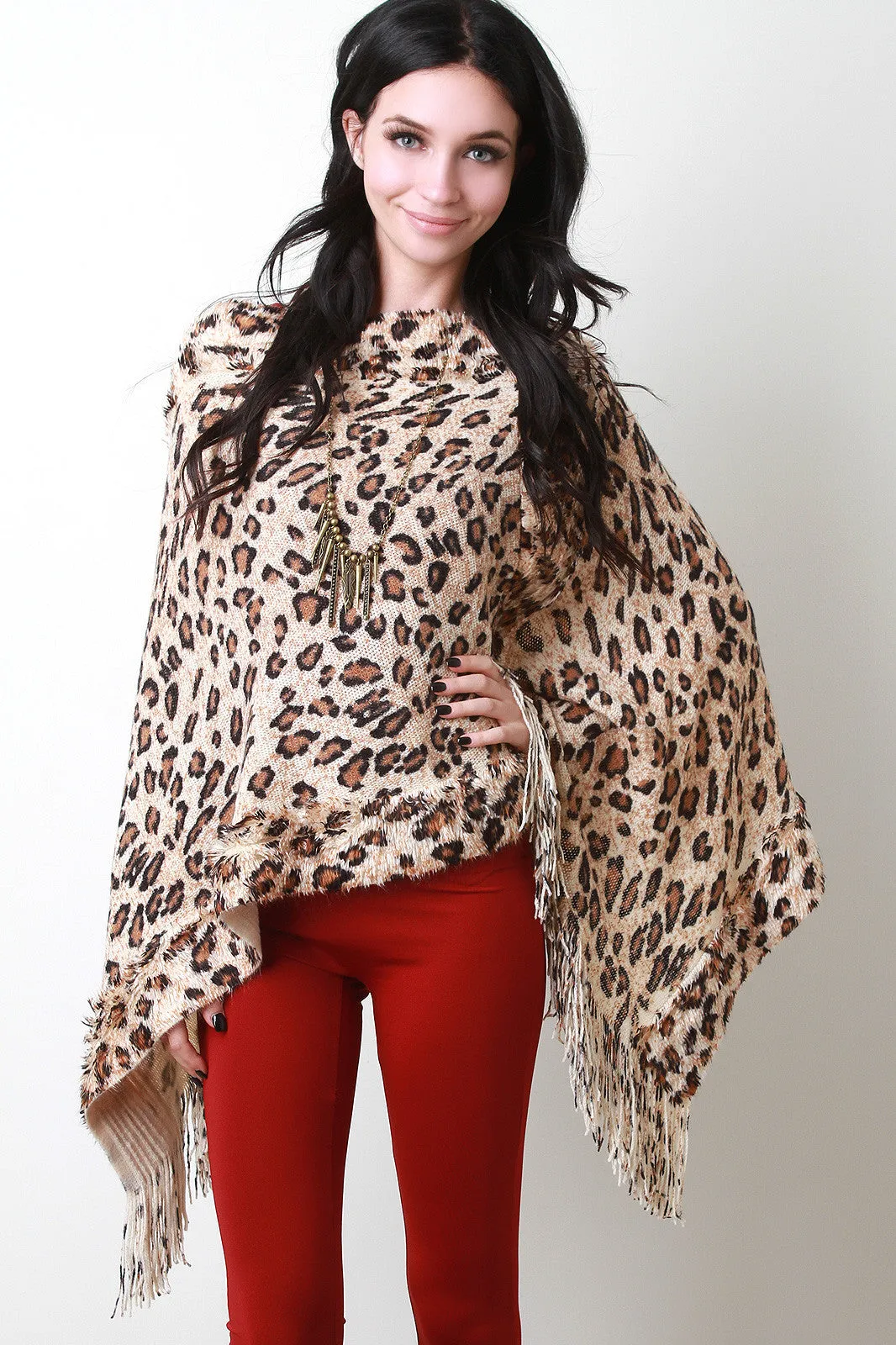 Leopard Spot Fringe Poncho