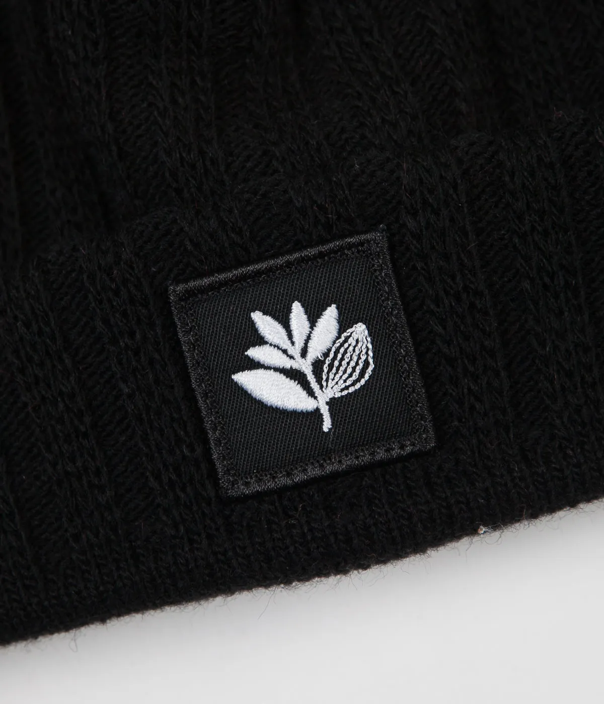 Magenta Plant Patch Beanie - Black