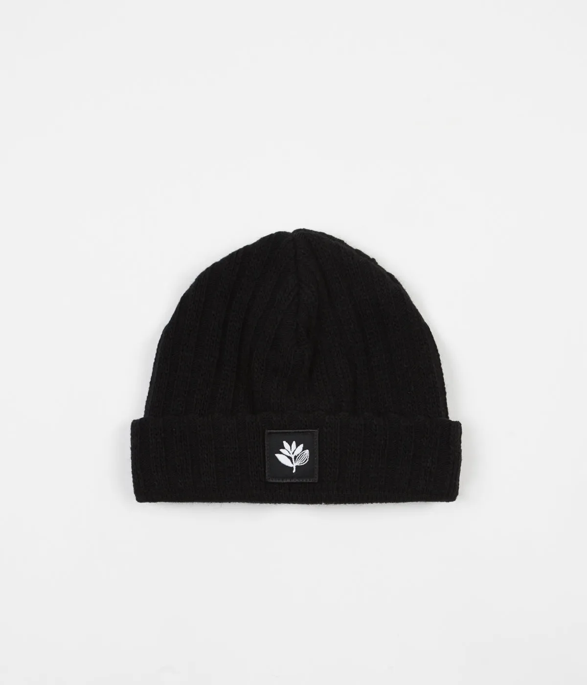 Magenta Plant Patch Beanie - Black