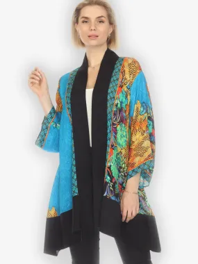 Magical Butterfly Blue Kimono Silk Top