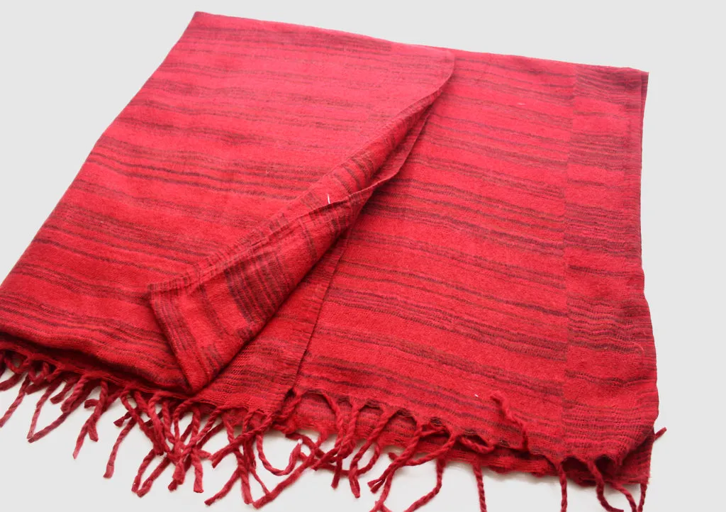 Maroon and Black Stripe Himalayan Woolen Shawl