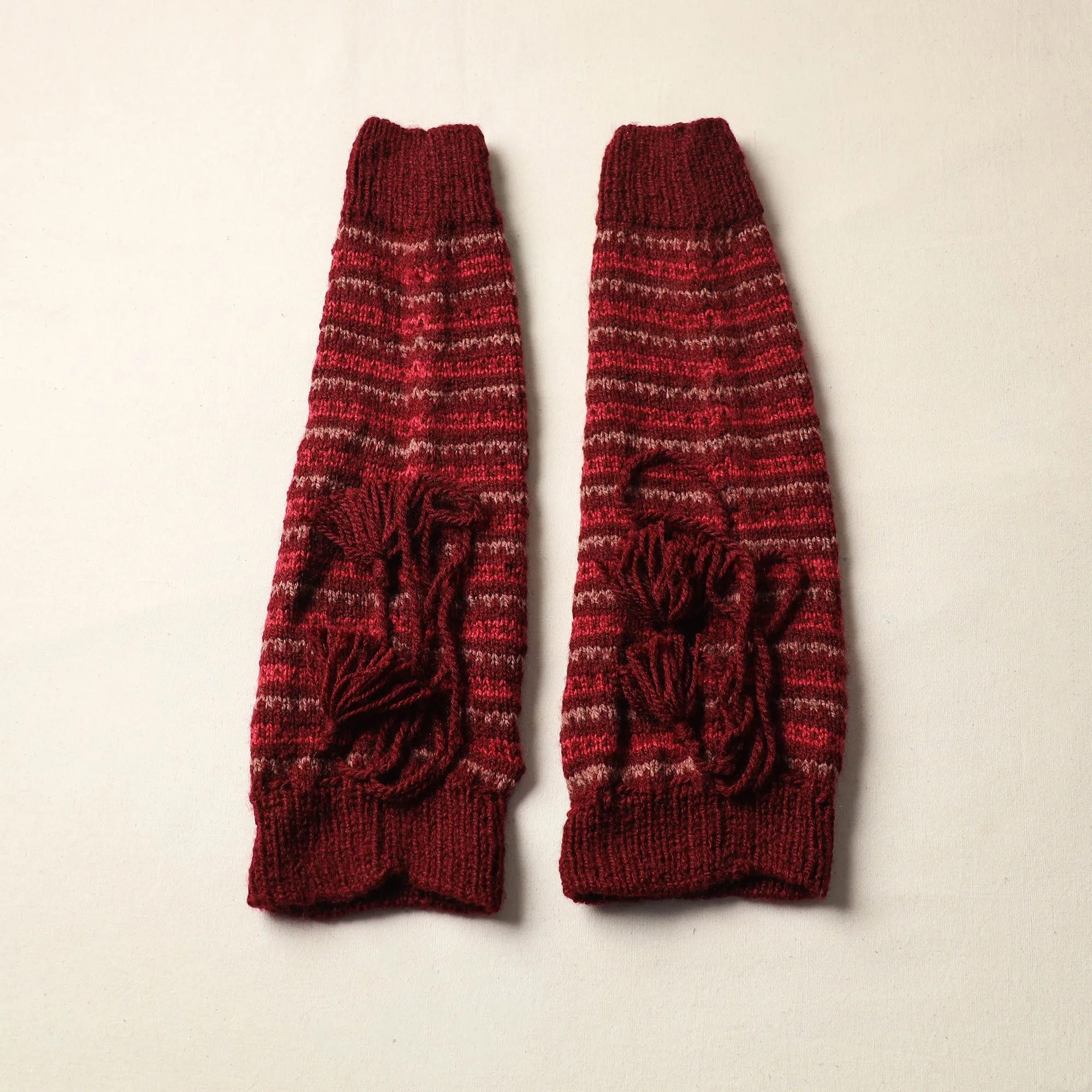 Maroon - Kumaun Hand Knitted Woolen Leg Warmer 78