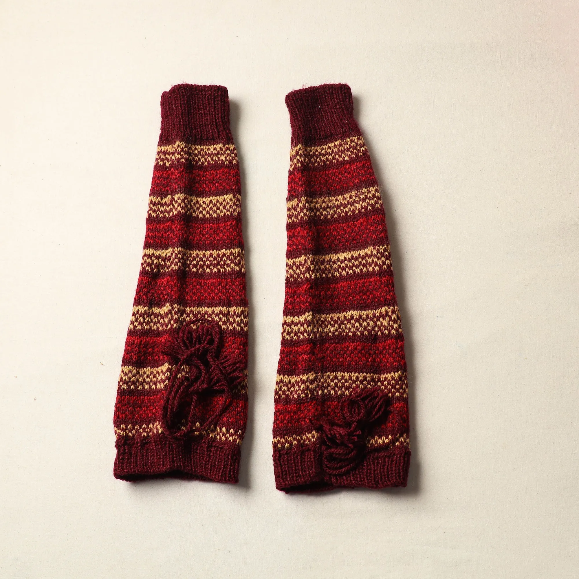 Maroon - Kumaun Hand Knitted Woolen Leg Warmer 90