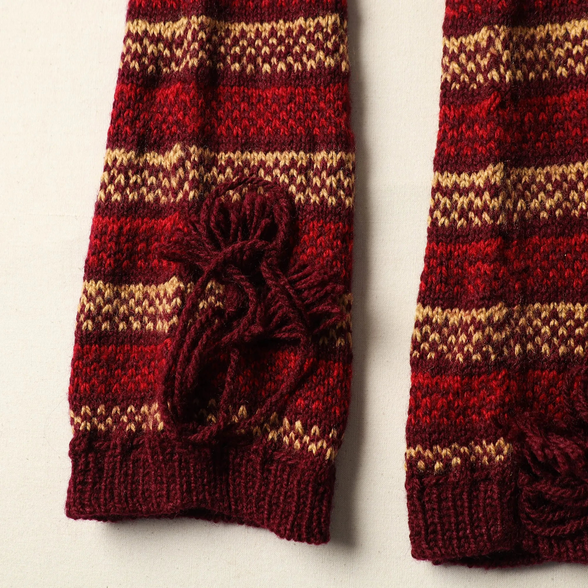 Maroon - Kumaun Hand Knitted Woolen Leg Warmer 90