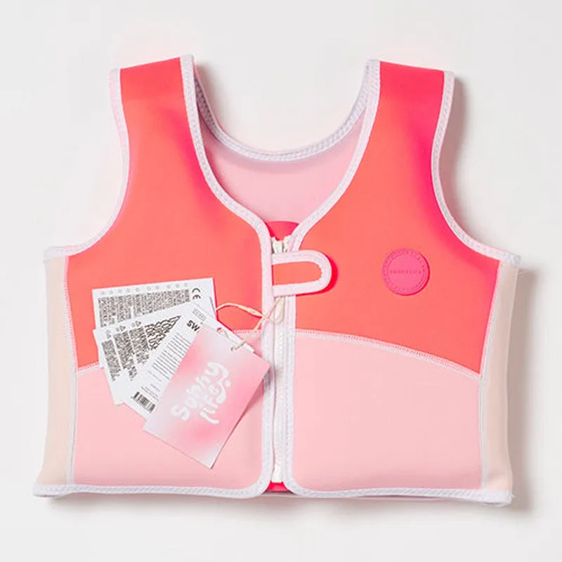 Melody the Mermaid Swim Vest 3-6 Neon Strawberry