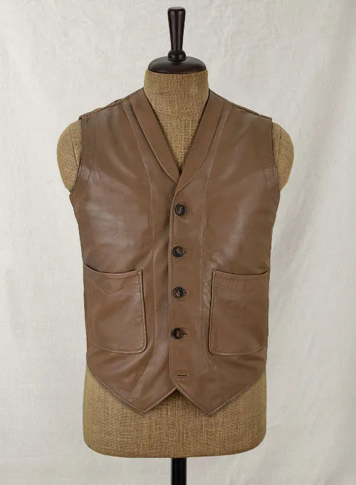 Men’s Brown Leather Biker Vest