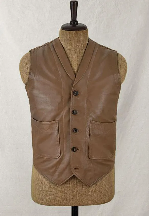 Men’s Brown Leather Biker Vest