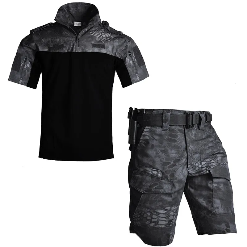 Men's Cotton Multi-Pocket Casual Short Sleeve Shirt   Short Pants