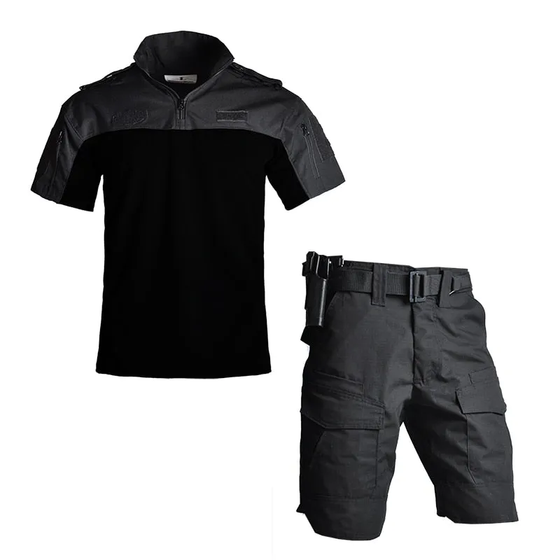 Men's Cotton Multi-Pocket Casual Short Sleeve Shirt   Short Pants