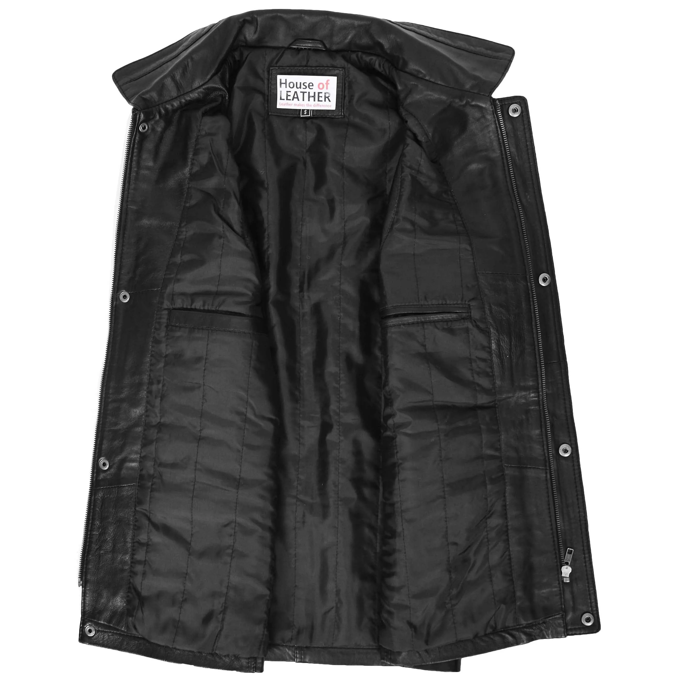 Mens Leather Multi Purpose Gilet Roger Black