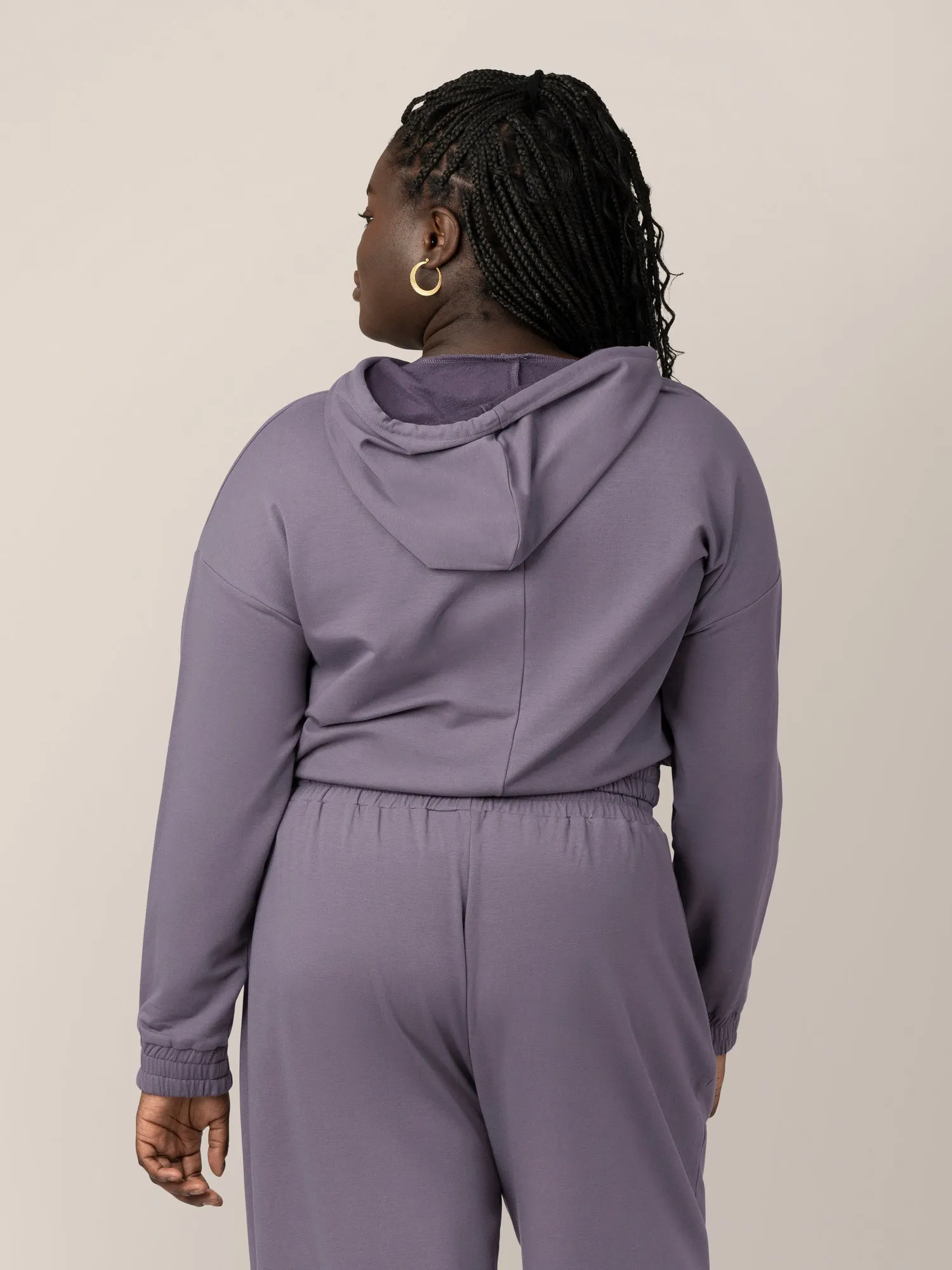 Mila Cropped Nursing Hoodie | Granite