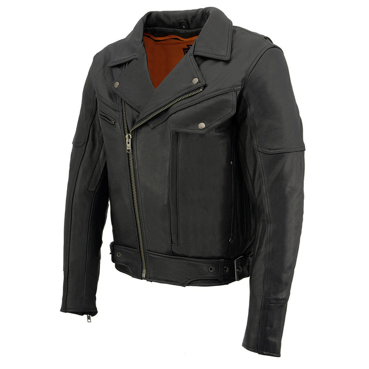 Milwaukee Leather MLM1570 Men’s Black Premium Naked Cowhide Leather Utility Pocket Motorcycle Jacket