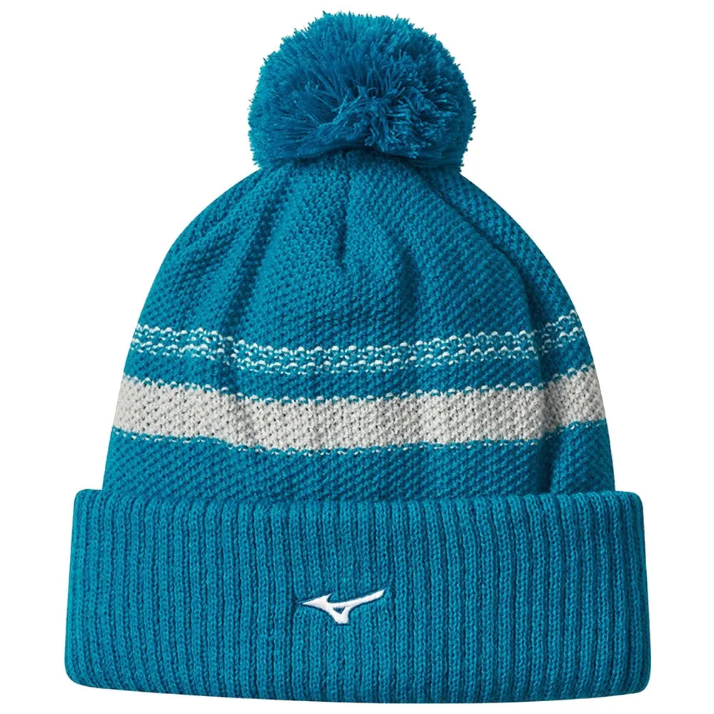 Mizuno Breathe Thermo Knit Pom Pom Beanie - Enamel Blue