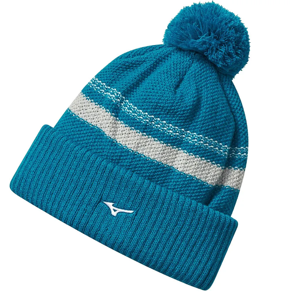 Mizuno Breathe Thermo Knit Pom Pom Beanie - Enamel Blue