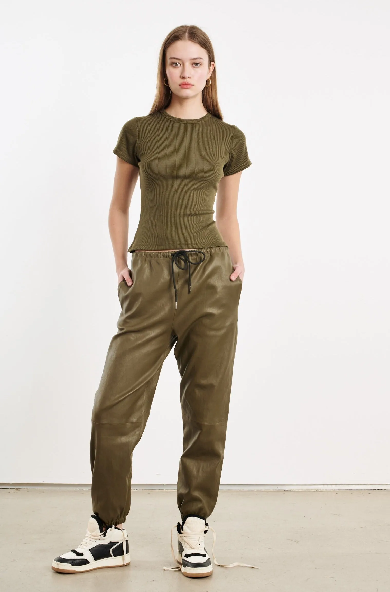 Moss Leather Sweatpants