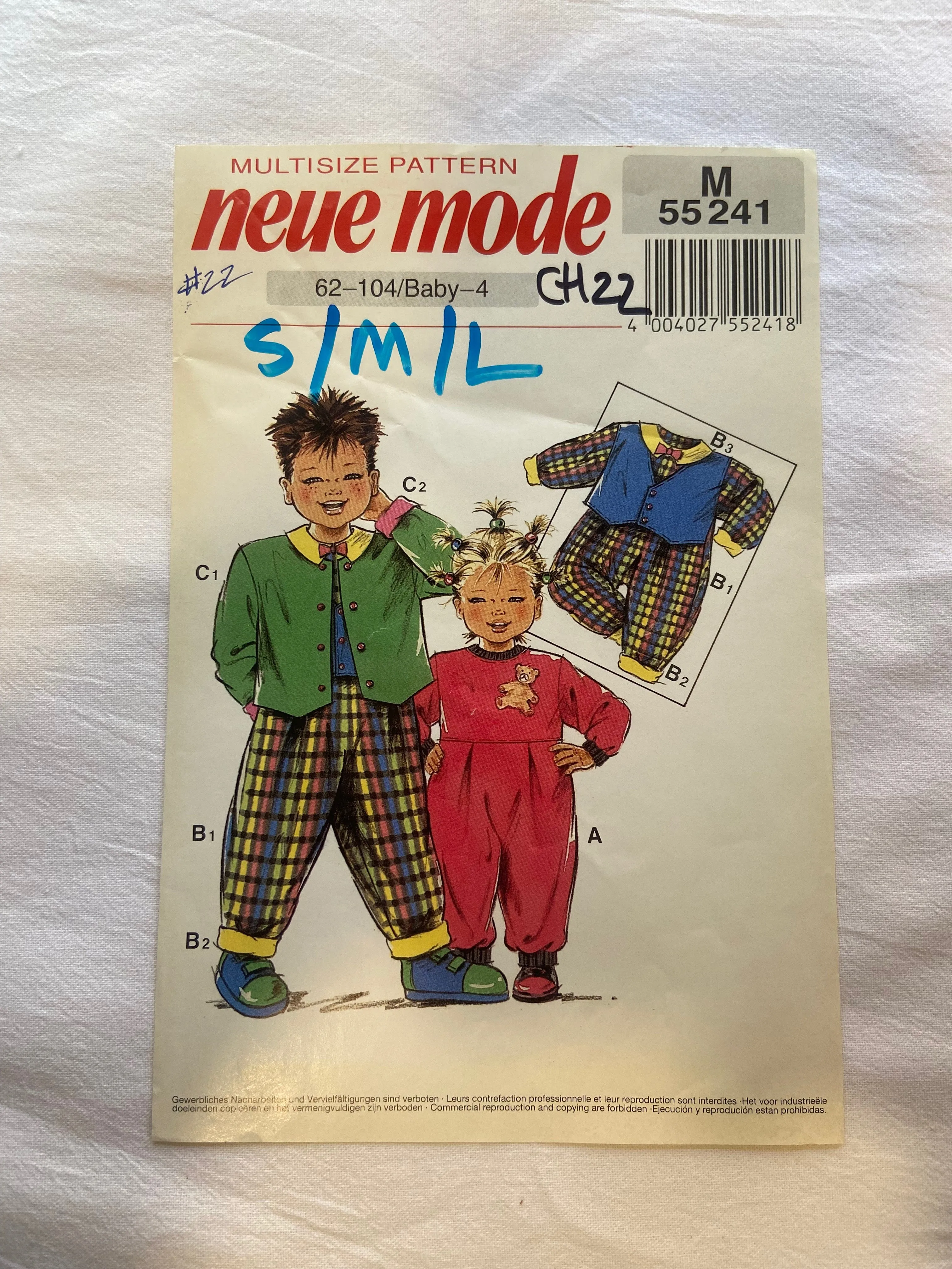 Neue Mode M55241 Pattern UNCUT Baby's Jumpsuit, Jacket, Vest ages Baby-4