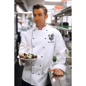 NEW PORT EXECUTIVE CHEF COAT MENS P/C WITH STUD STR,COLOR:WHITE