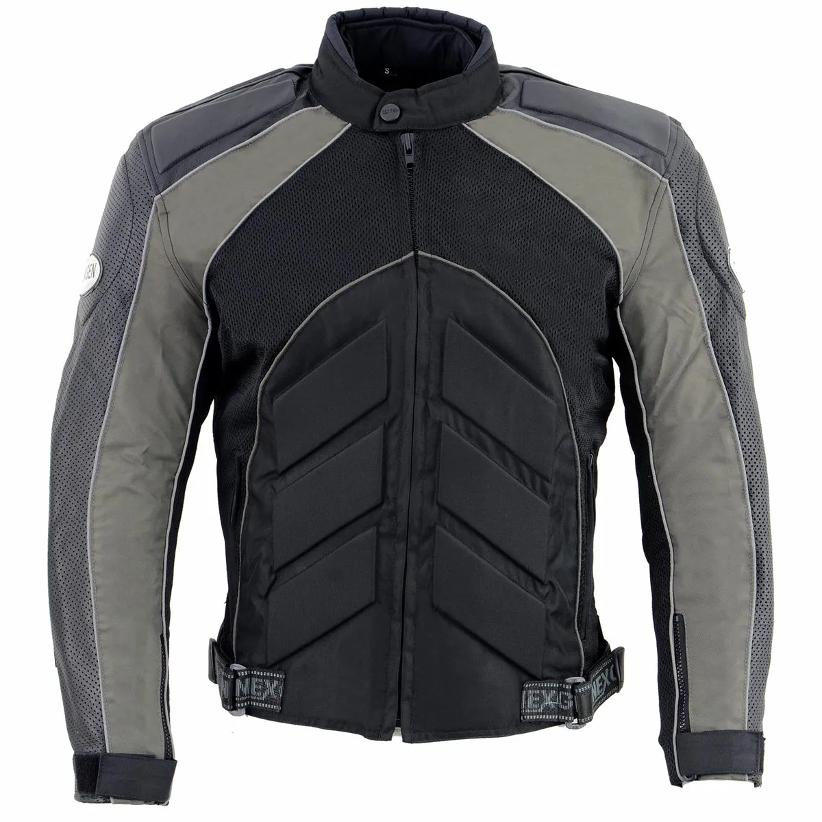 NexGen SH2153 Men's Black and Grey CE Armored Motorcycle Textile and Leather Combo Jacket