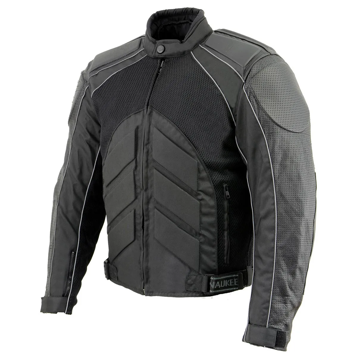 NexGen SH2153 Men's Black CE Armored Motorcycle Textile and Leather Combo Jacket