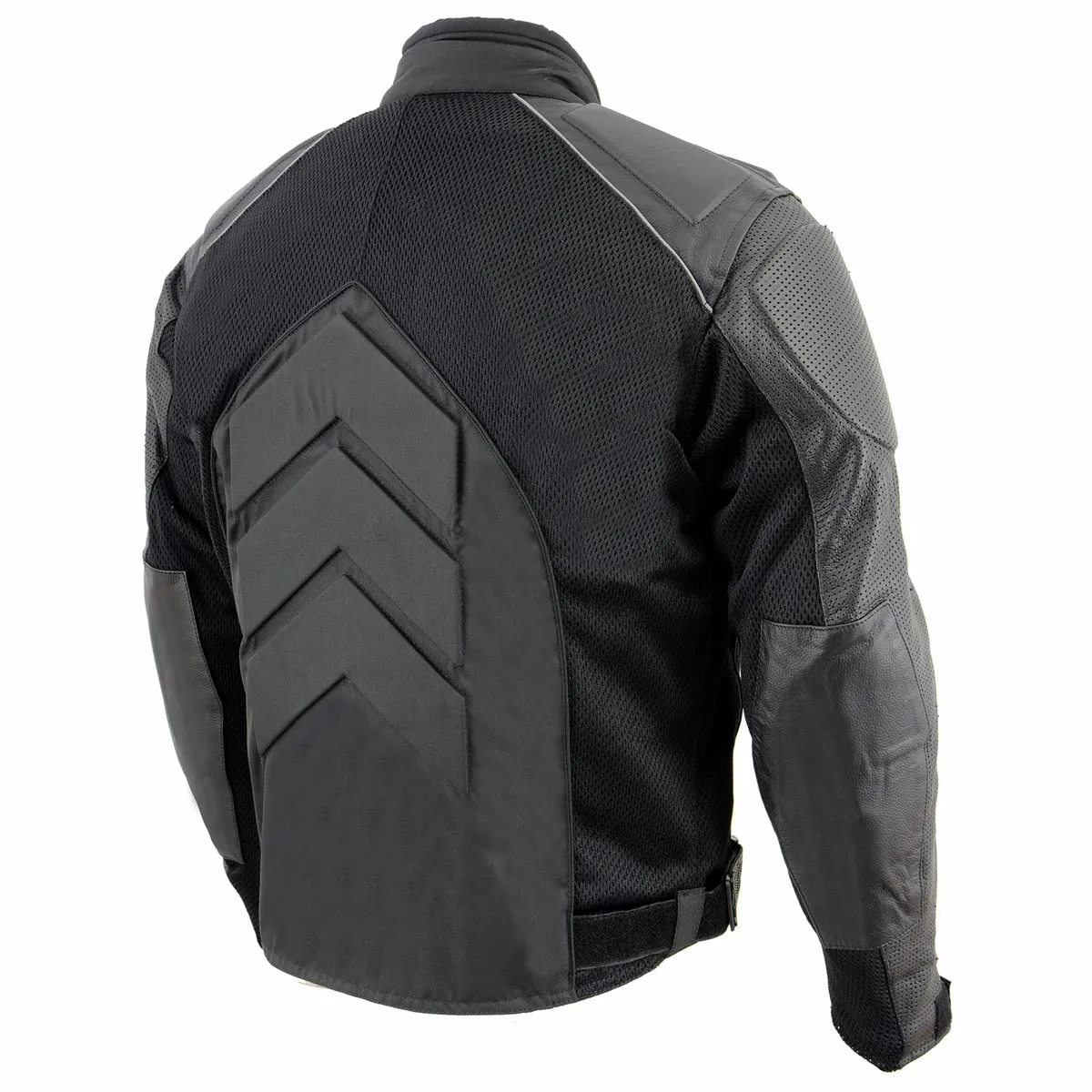 NexGen SH2153 Men's Black CE Armored Motorcycle Textile and Leather Combo Jacket