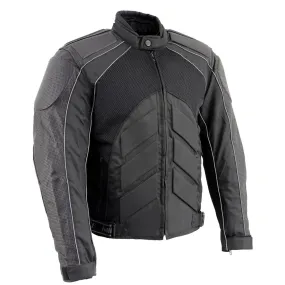 NexGen SH2153 Men's Black CE Armored Motorcycle Textile and Leather Combo Jacket