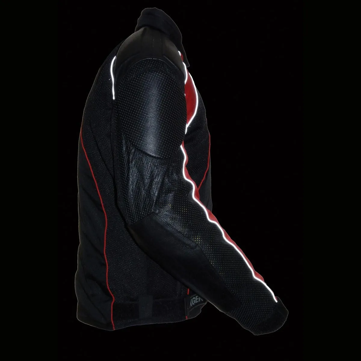 NexGen SH2153 Men's Combo Black and Red CE Armored Leather and Textile with Mesh Motorcycle Jacket