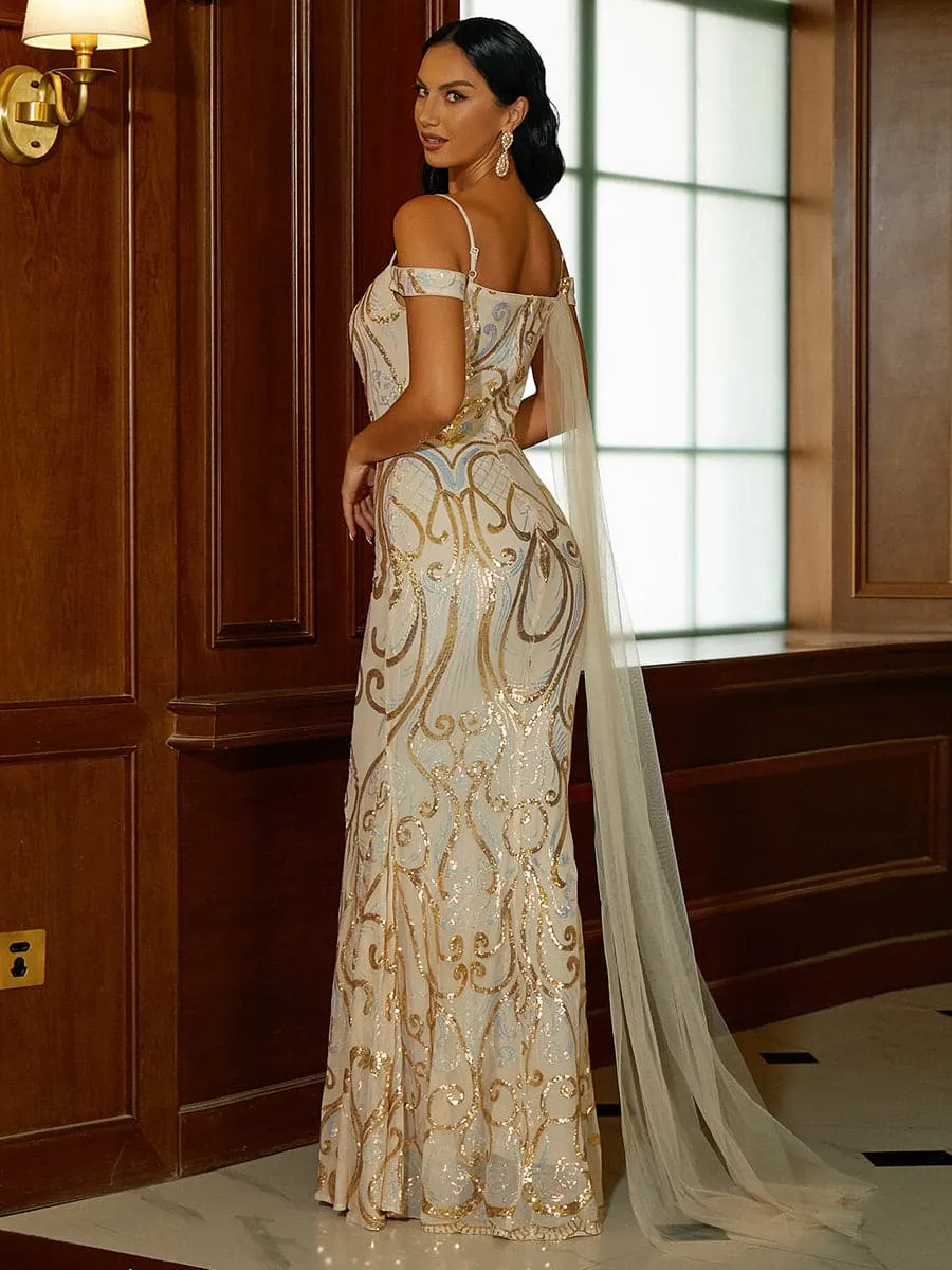 Off Shoulder Draped Formal Dress XJ2297