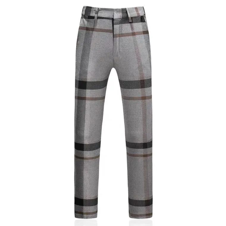 Orlando Men's Checkered Groom Grey Suit Jacket, Vest and Pants (3 Piece)