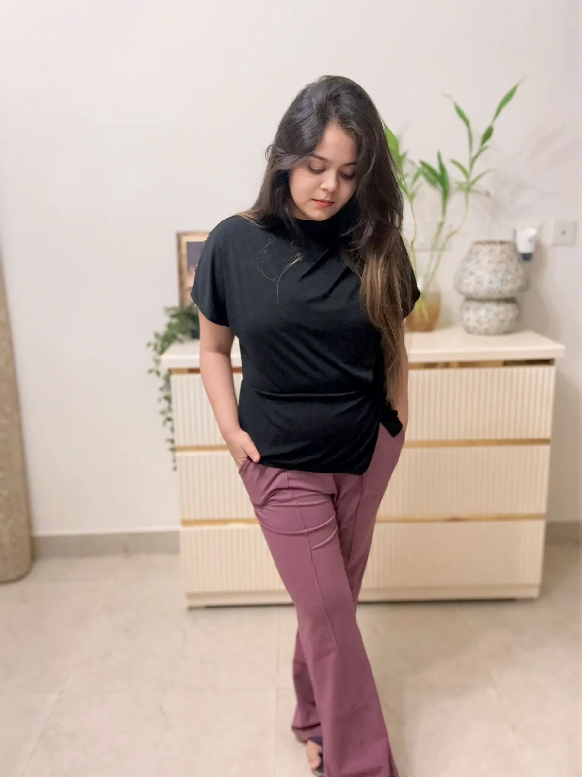 Pleated Pants Cotton Rosewood Maternity Pants (Pregnancy & Postpartum)