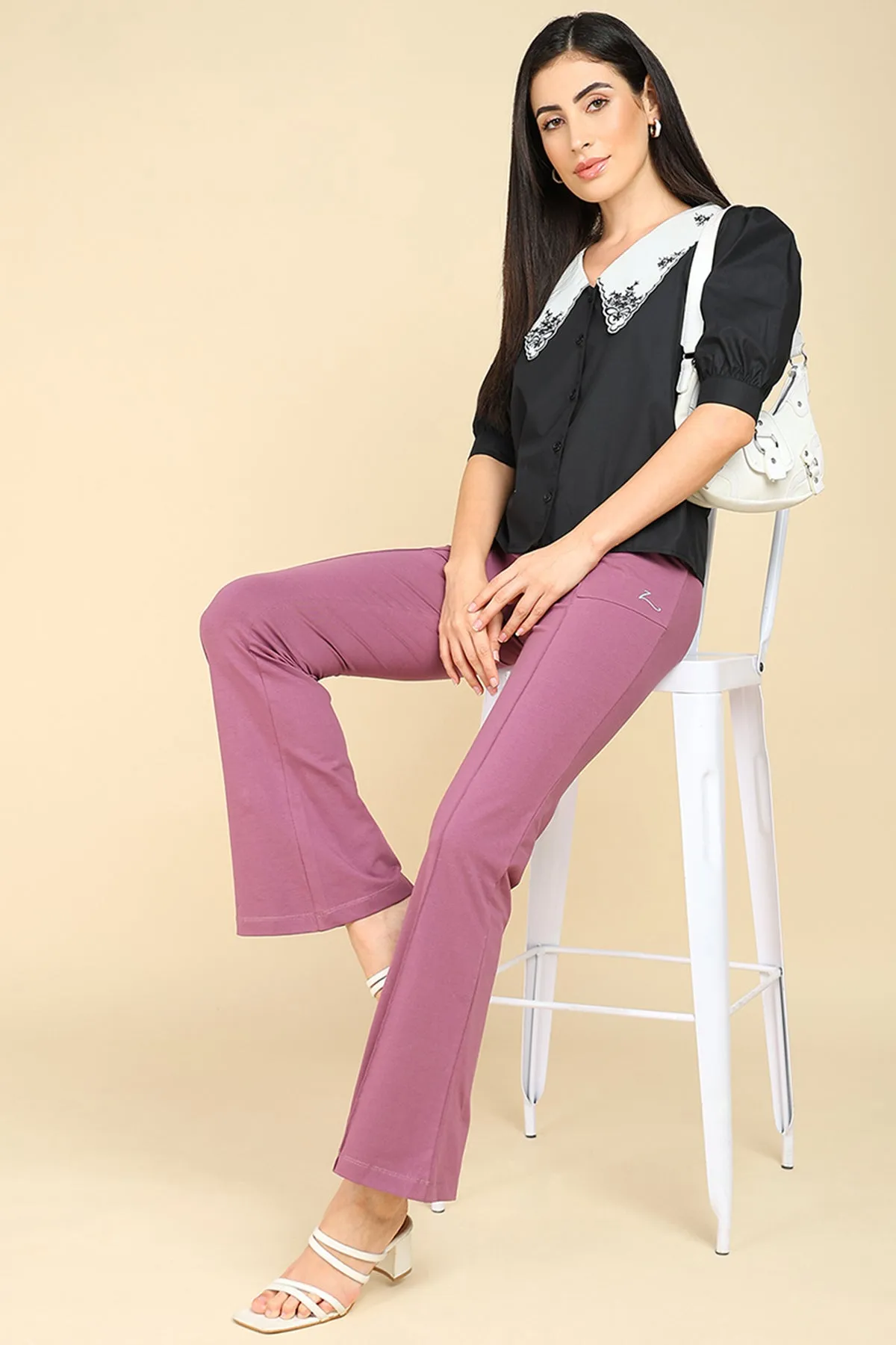 Pleated Pants Cotton Rosewood Maternity Pants (Pregnancy & Postpartum)