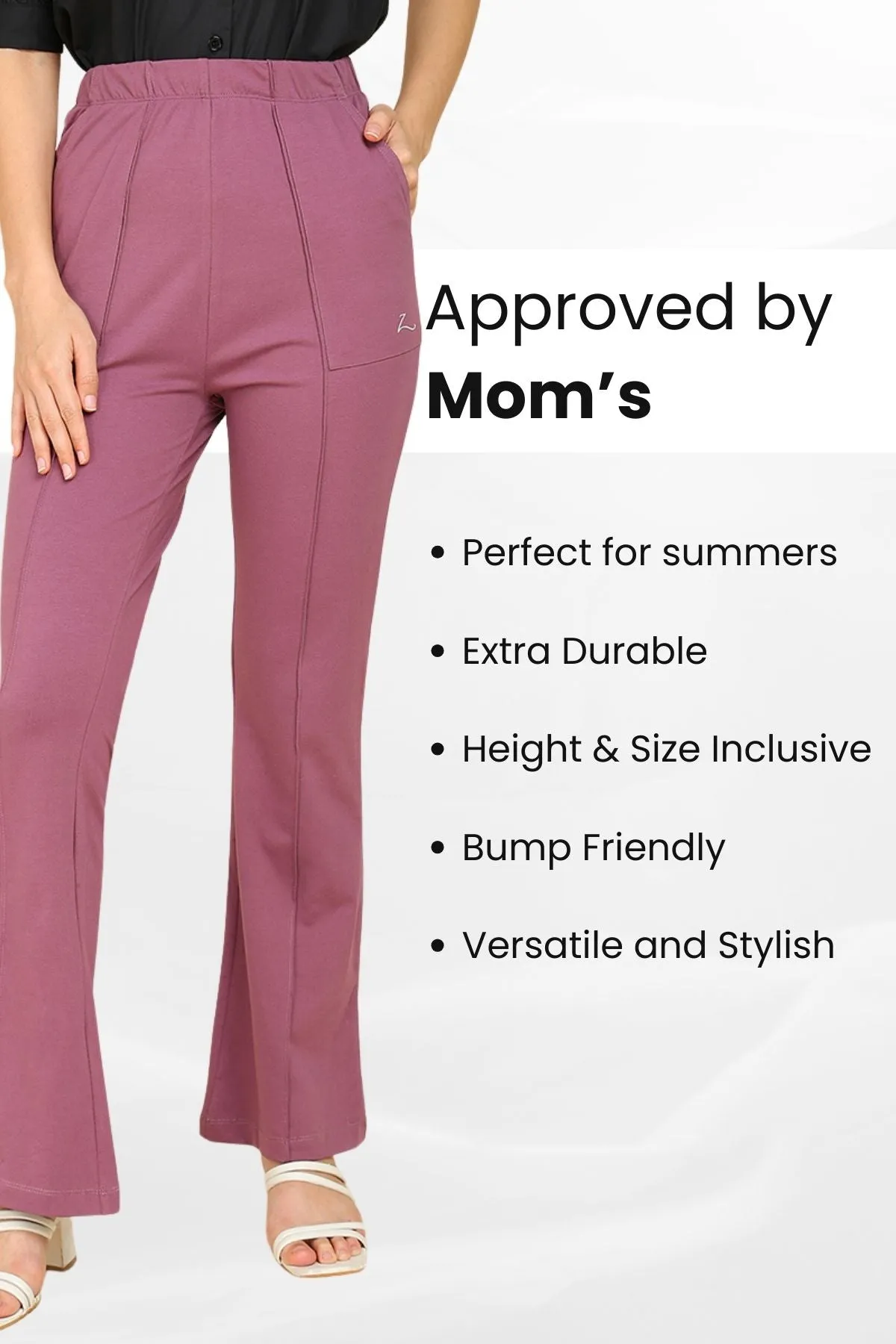 Pleated Pants Cotton Rosewood Maternity Pants (Pregnancy & Postpartum)