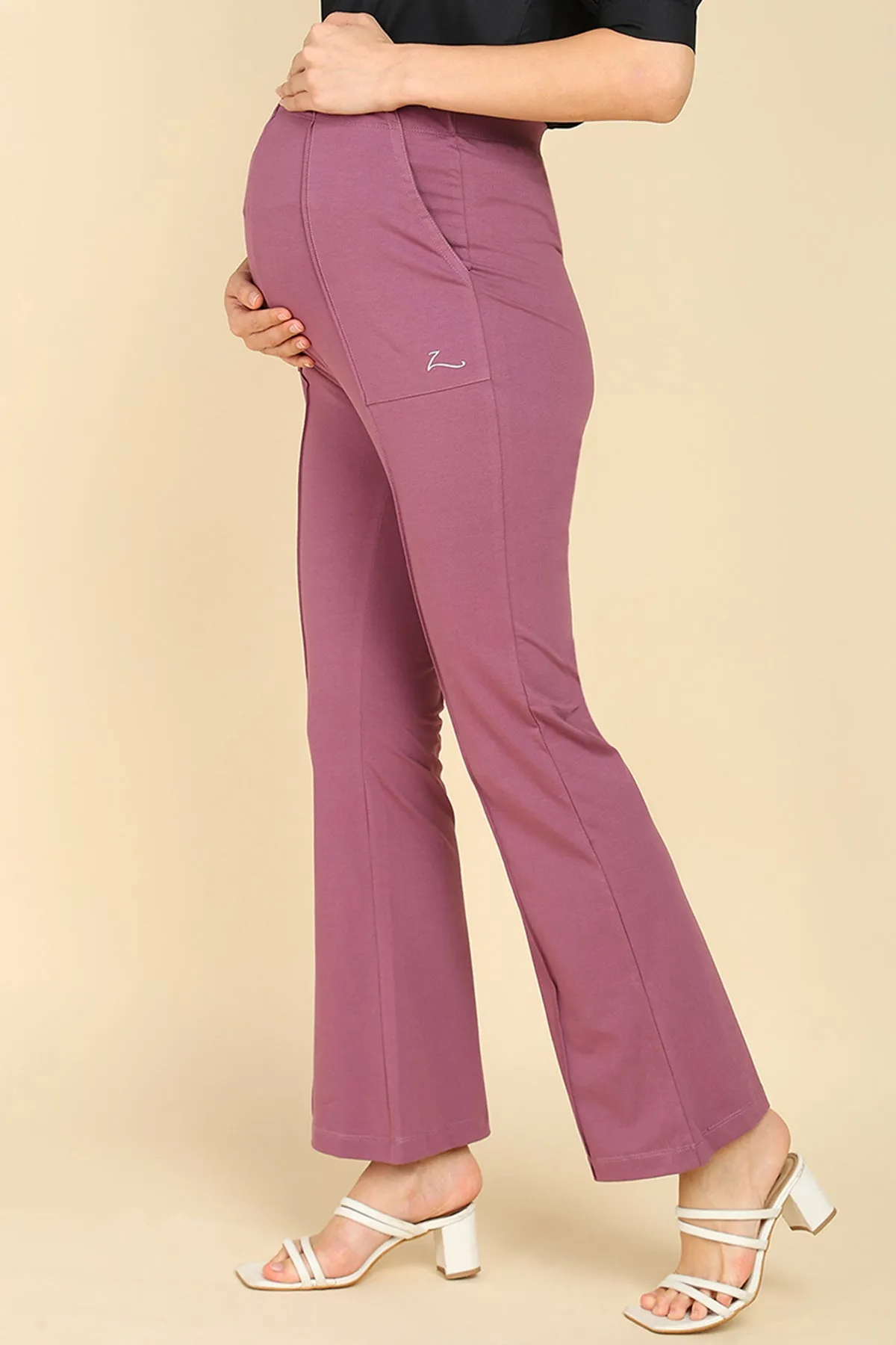 Pleated Pants Cotton Rosewood Maternity Pants (Pregnancy & Postpartum)