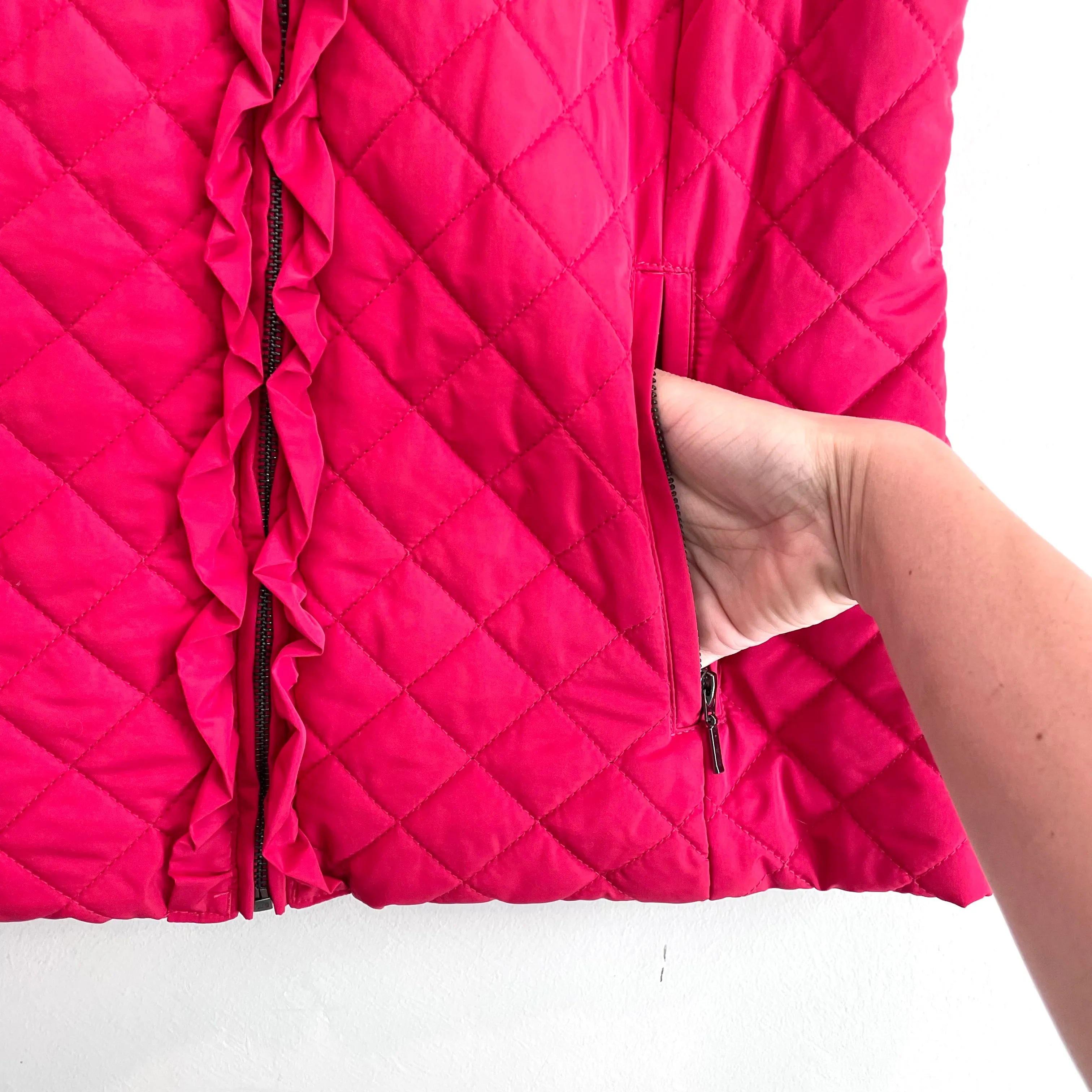 Quilted Ruffle Puff Vest Jacket